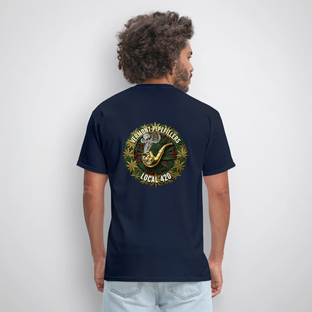 VERMONT PIPEFILLERS LOCAL 420  F/B DESIGN Men's T-Shirt - navy