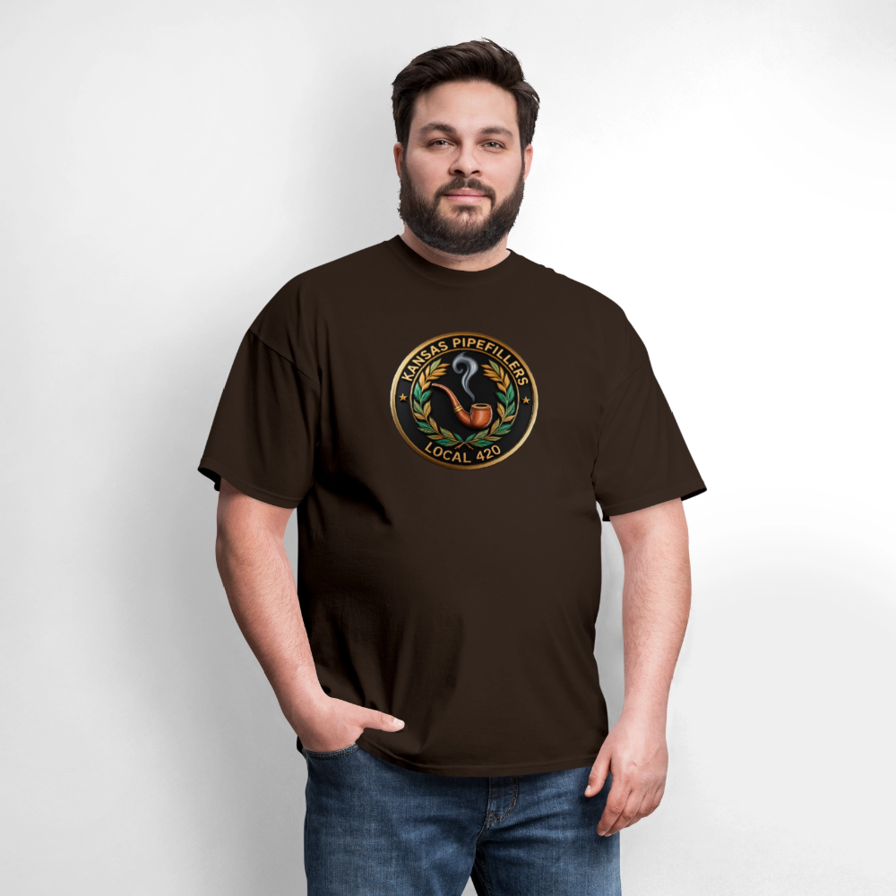 KANSAS PIPEFILLERS LOCAL 420 Men's T-Shirt - brown