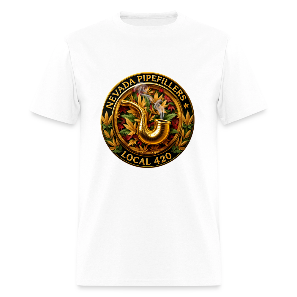 NEVADA PIPEFILLERS LOCAL 420  Men's T-Shirt - white