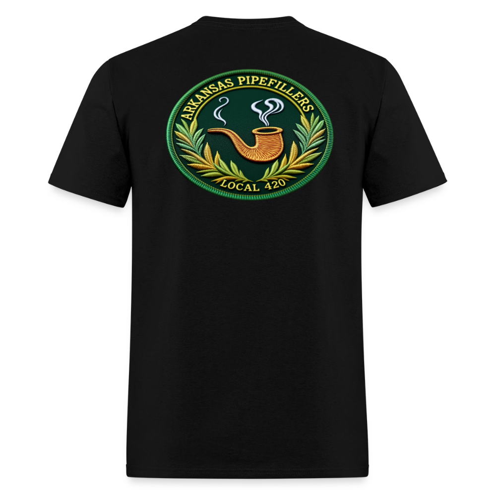 ARKANSAS PIPEFILLERS LOCAL 420 F/B EMBLEMS  Men's T-Shirt - black