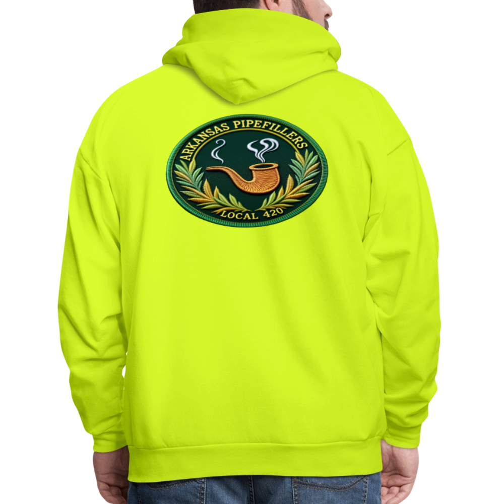 ARKANSAS PIPEFILLERS LOCAL 420 F/B EMBLEMS  Men's Hoodie - safety green