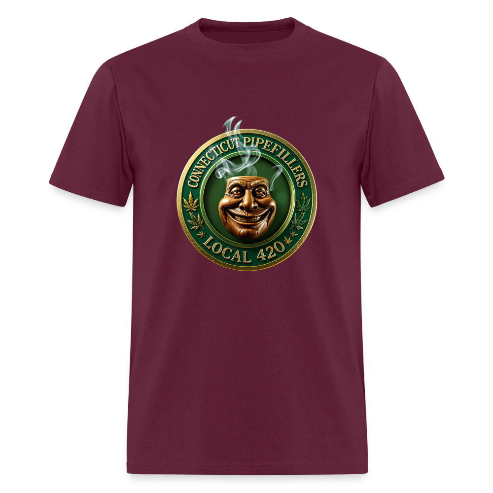 CONNECTICUT PIPEFILLERS LOCAL 420 DESIGN Men's T-Shirt - burgundy
