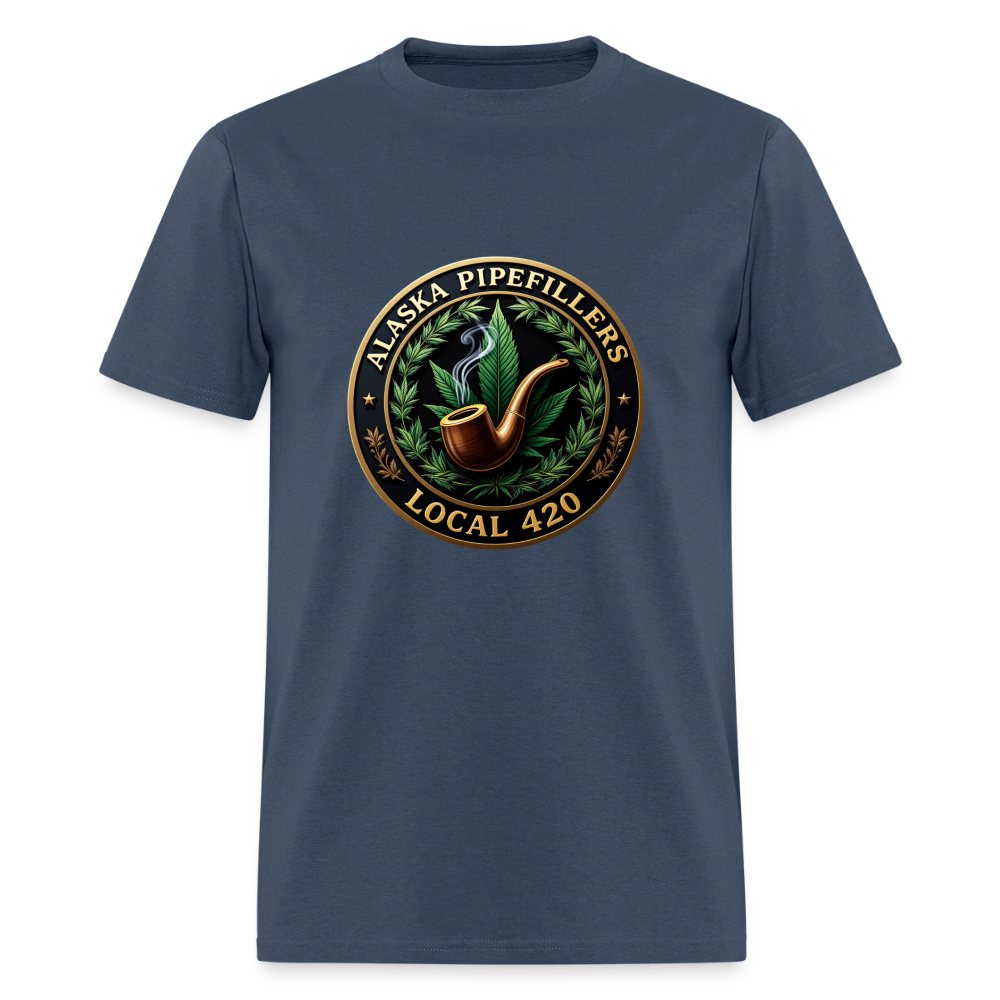 ALASKA PIPEFILLERS LOCAL 420 F/B DESIGN Men's T-Shirt -  blue dusk