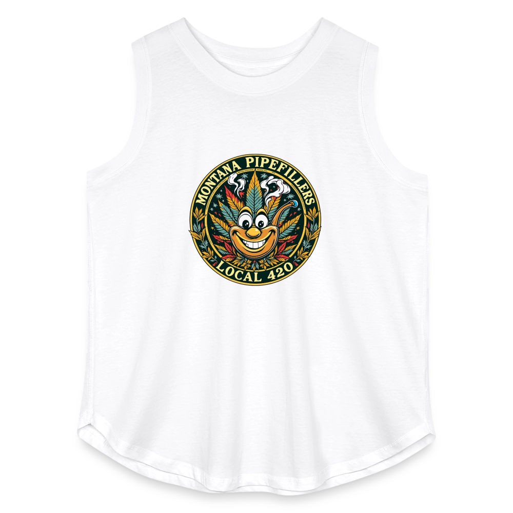 MONTANA PIPEFILLERS LOCAL 420 Women's Curvy Relaxed Tank Top - white
