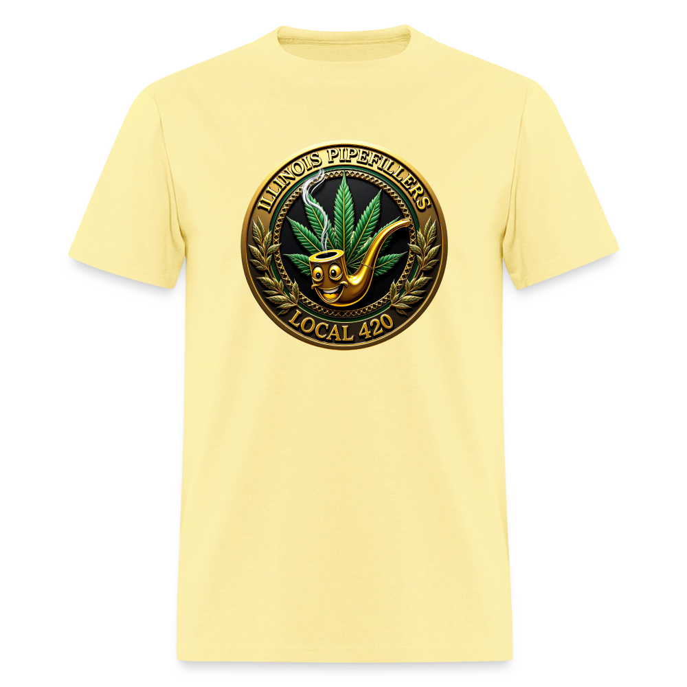 ILLINOIS PIPEFILLERS LOCAL 420 F/B EMBLEMS Men's T-Shirt - cornsilk