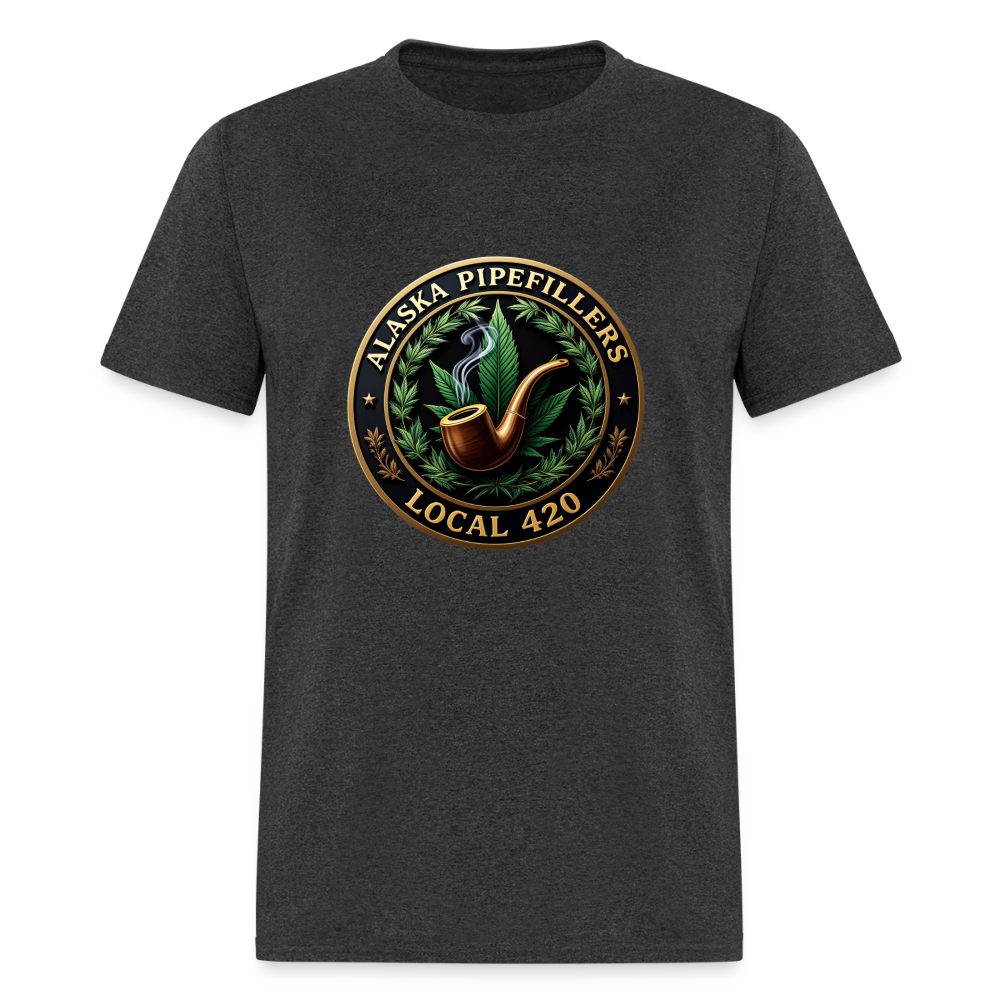 ALASKA PIPEFILLERS LOCAL 420 F/B DESIGN Men's T-Shirt - heather black