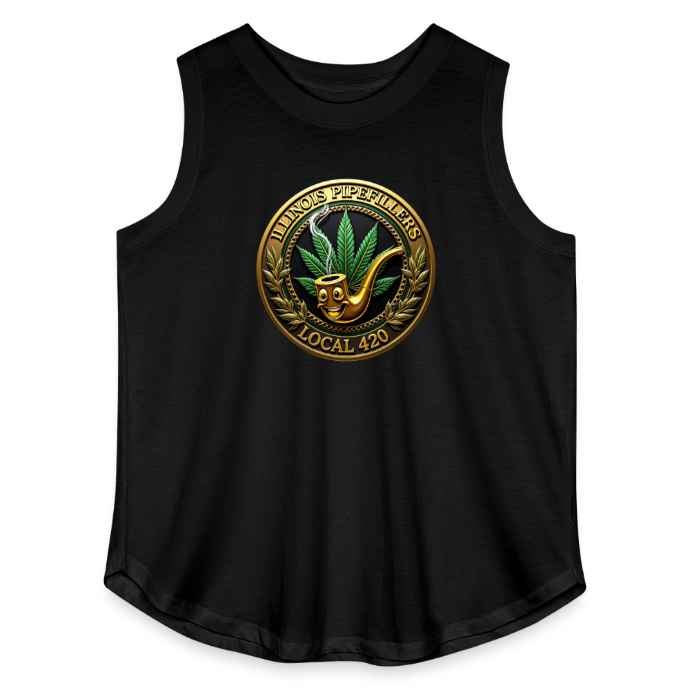 ILLINOIS PIPEFILLERS LOCAL 420 F/B EMBLEMS Women's Curvy Relaxed Tank Top - black