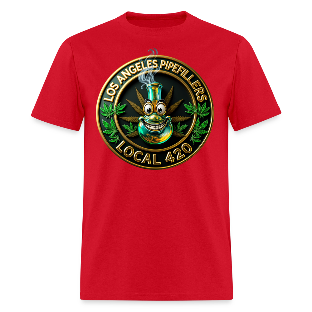 LOS ANGLES PIPEFILLERS LOCAL 420 2 EMBLEM Men's T-Shirt - red