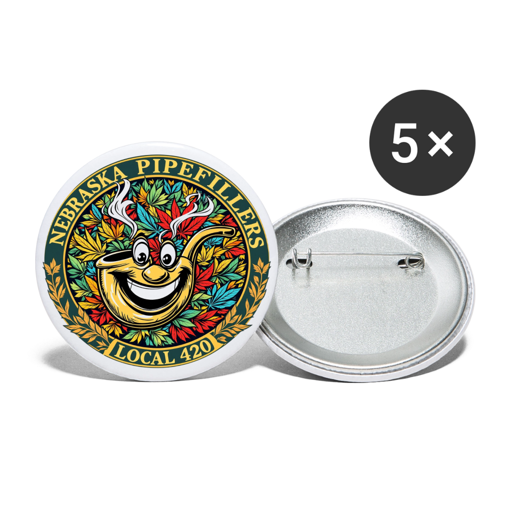 NEBRASKA  PIPEFILLERS LOCAL 420 Union Buttons small 1'' (5-pack) - white