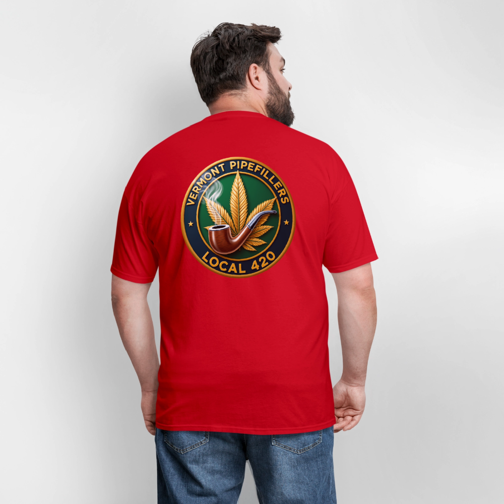 VERMONT PIPEFILLERS LOCAL 420 2 EMBLEM Men's T-Shirt - red