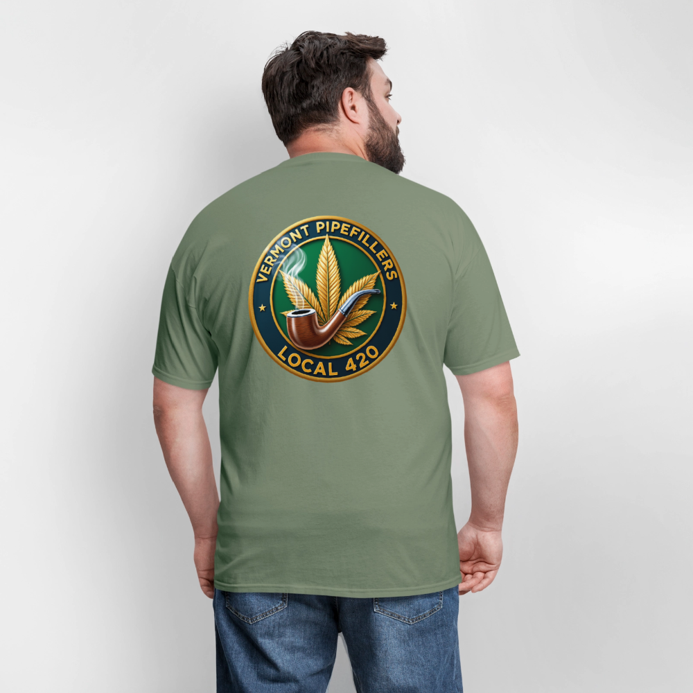 VERMONT PIPEFILLERS LOCAL 420 2 EMBLEM Men's T-Shirt - military green