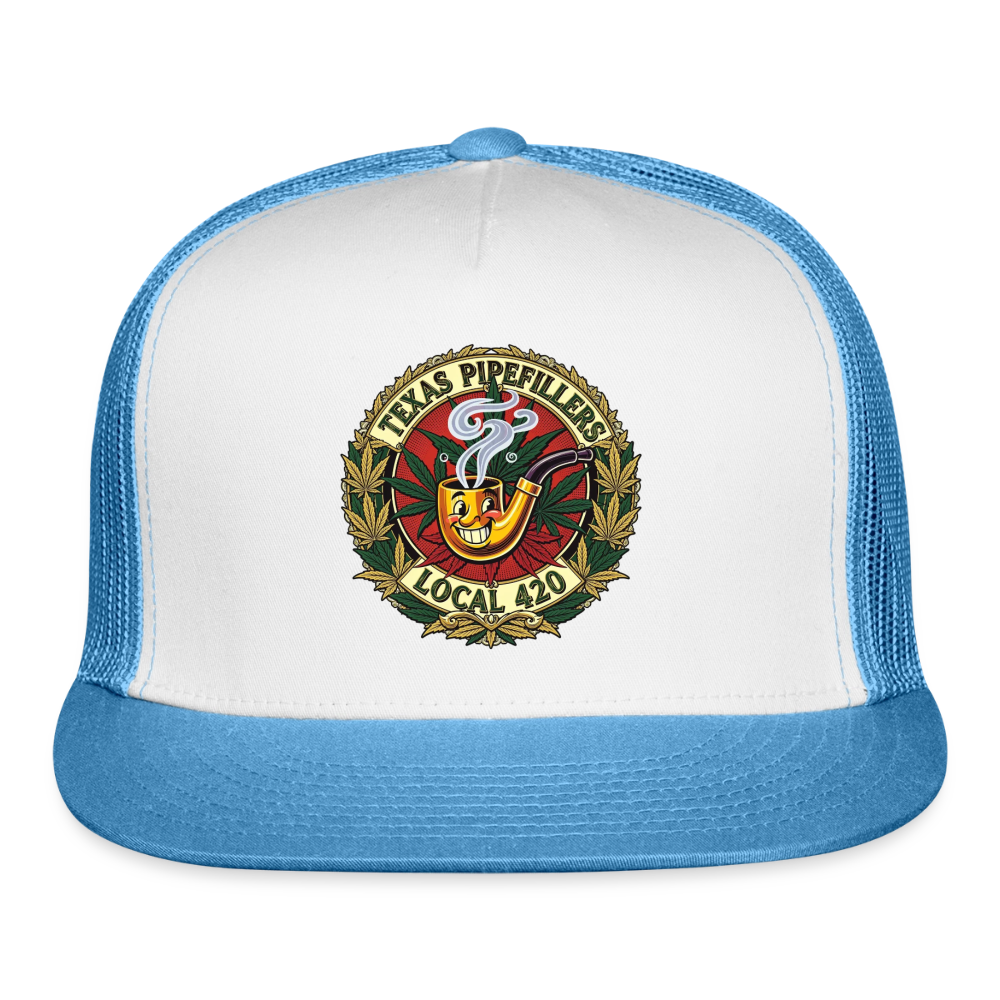 TEXAS PIPEFILLERS LOCAL 420 Trucker Hat - white/blue
