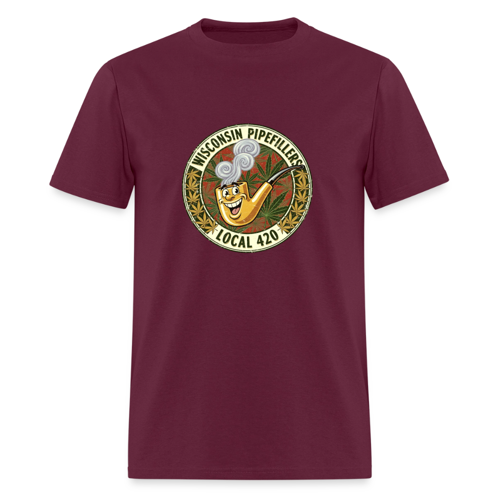 WISCONSIN PIPEFILLERS LOCL 420 F/B DESIGN Men's T-Shirt - burgundy