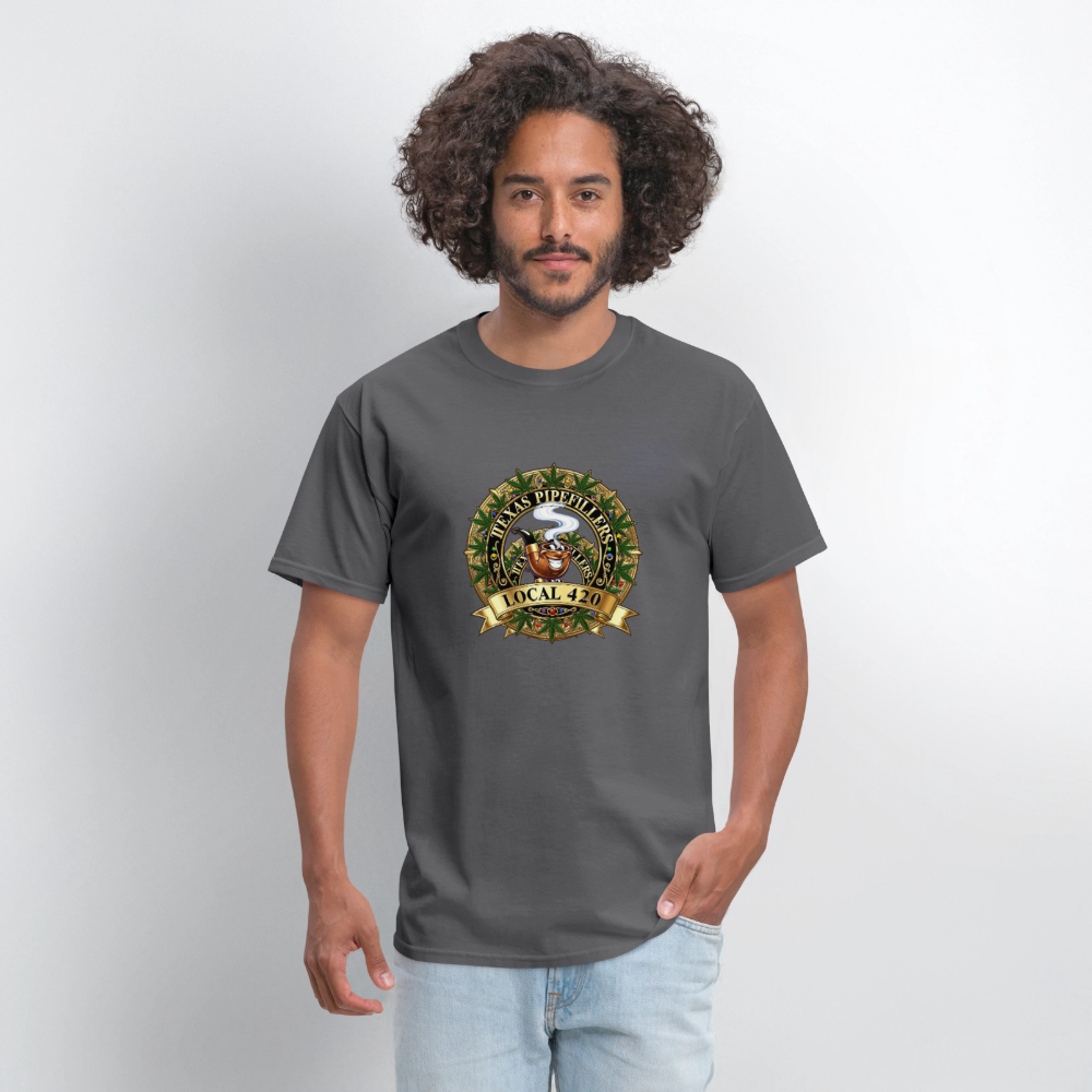TEXAS PIPEFILLERS LOCAL 420 F/B DESIGN Men's T-Shirt - charcoal