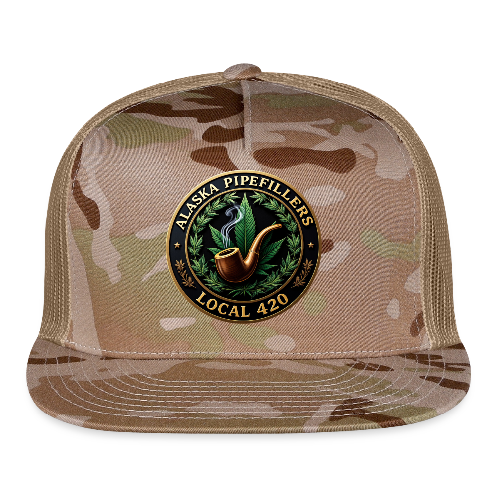 ALASKA PIPEFILLERS LOCAL 420 CAMO Trucker Hat - MultiCam\tan