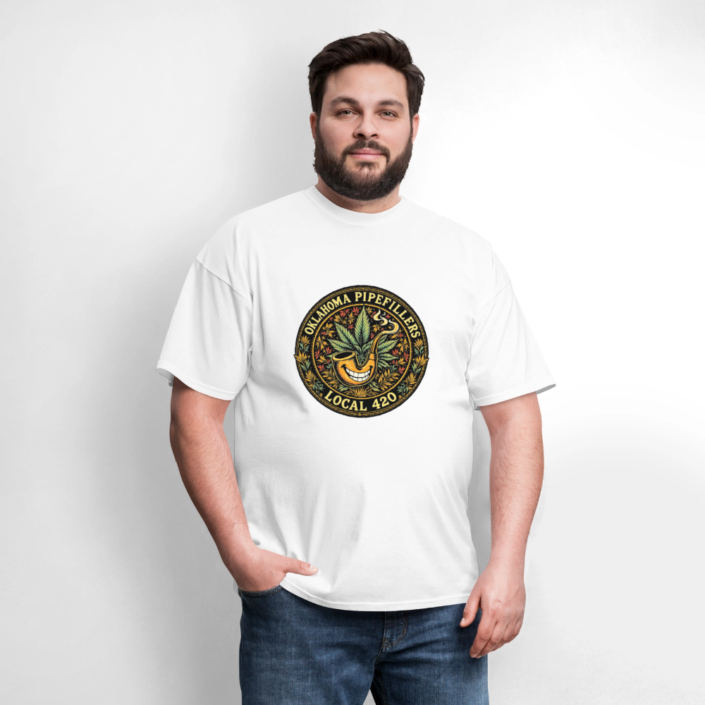 OKLAOMA PIPEFILLERS LOCAL 420  Men's T-Shirt - white