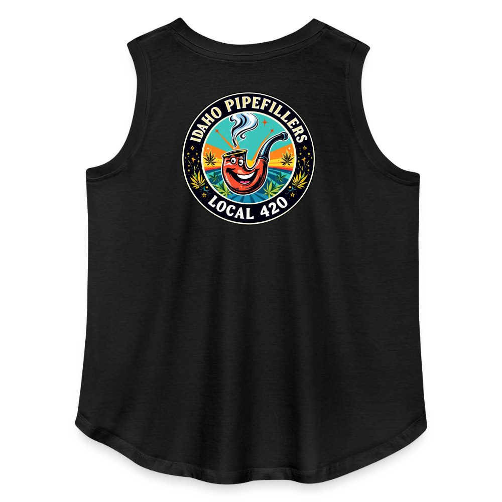 IDAHO PIPEFILLERS LOCAL 420 F/B DEAIGN Women's Curvy Relaxed Tank Top - black