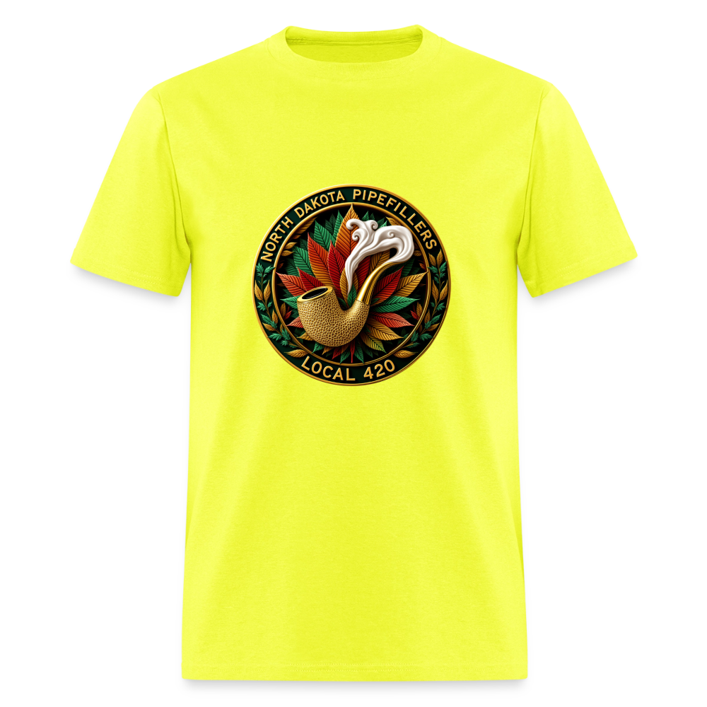NORTH DAKOTA PIPEFILLERS LOCAL 420 F/B DESIGNS Men's T-Shirt - safety green