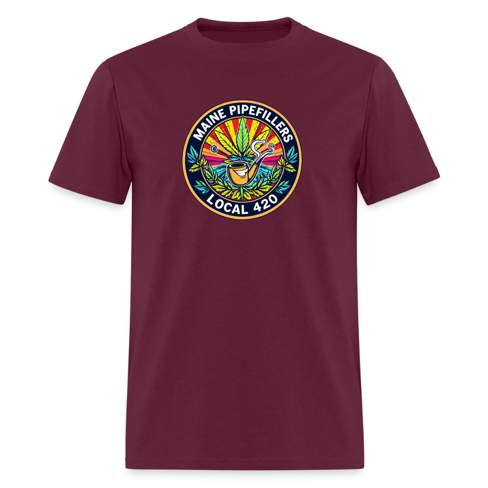 MAINE PIPEFILLERS LOCAL 420 2 EMBLEM Men's T-Shirt - burgundy