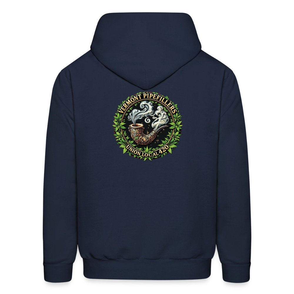 VERMONT PIPEFILLERS LOCAL 420 2 EMBLEM Men's Hoodie - navy