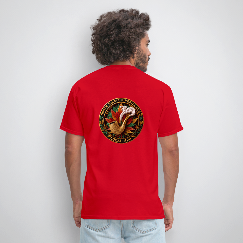 NORTH DAKOTA PIPEFILLERS LOCAL 420 F/B DESIGNS Men's T-Shirt - red