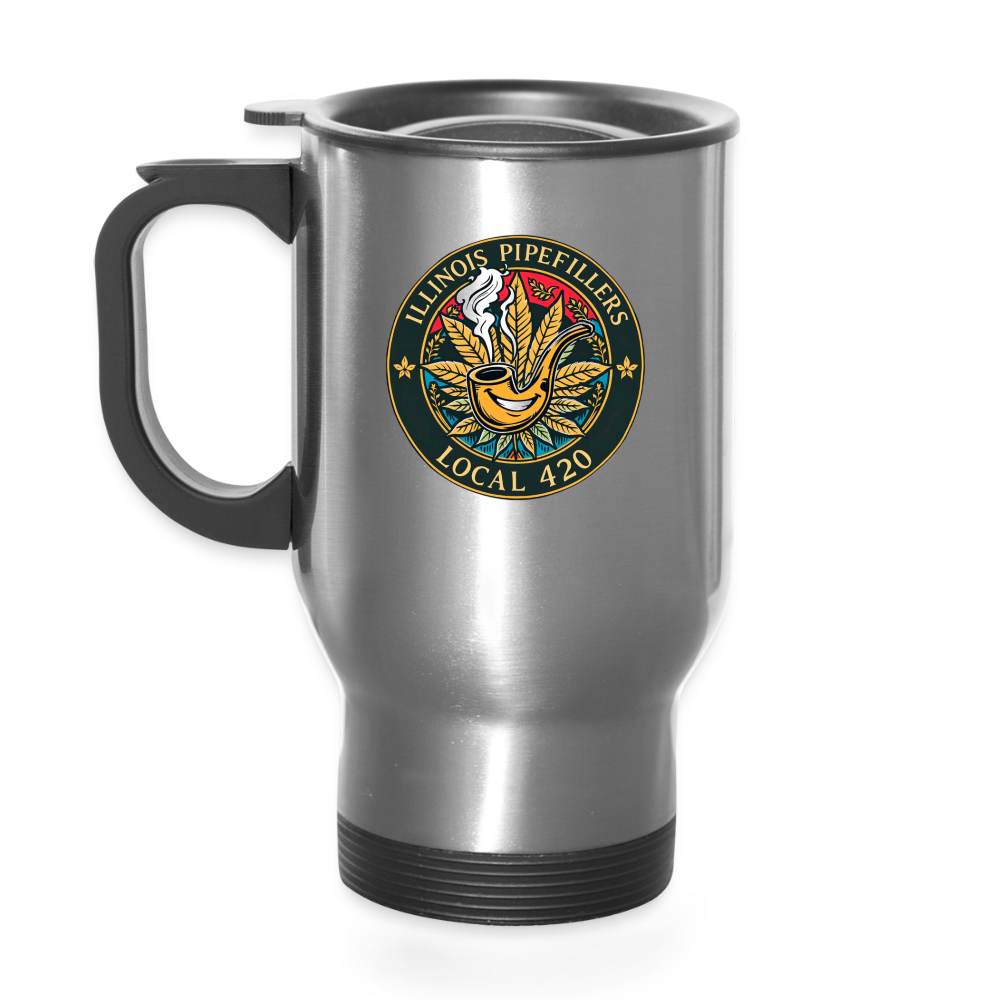 ILLINOIS PIPEFILLERS LOCAL 420 14oz Stainless Steel Travel Mug - silver