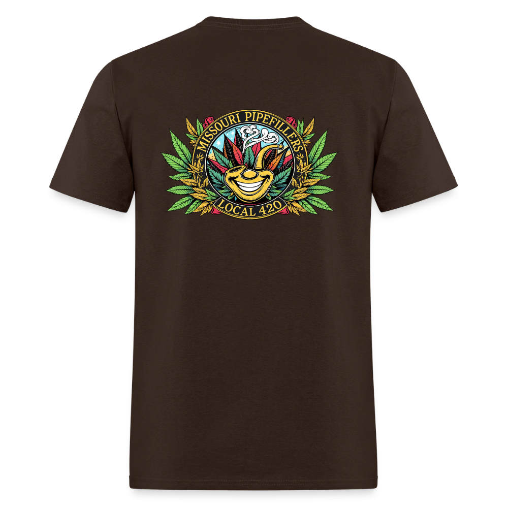MISSOURI PIPEFILLERS LOCAL 420  F/B DESIGNS  Men's T-Shirt - brown