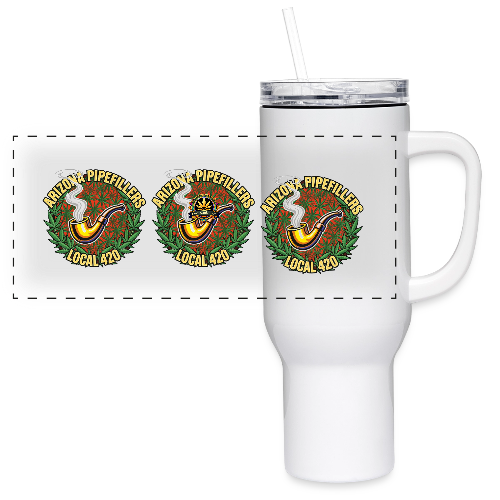 ARIZONA PIPEFILLERS LOCAL 420 40oz stainless Steel Travel Tumbler - white