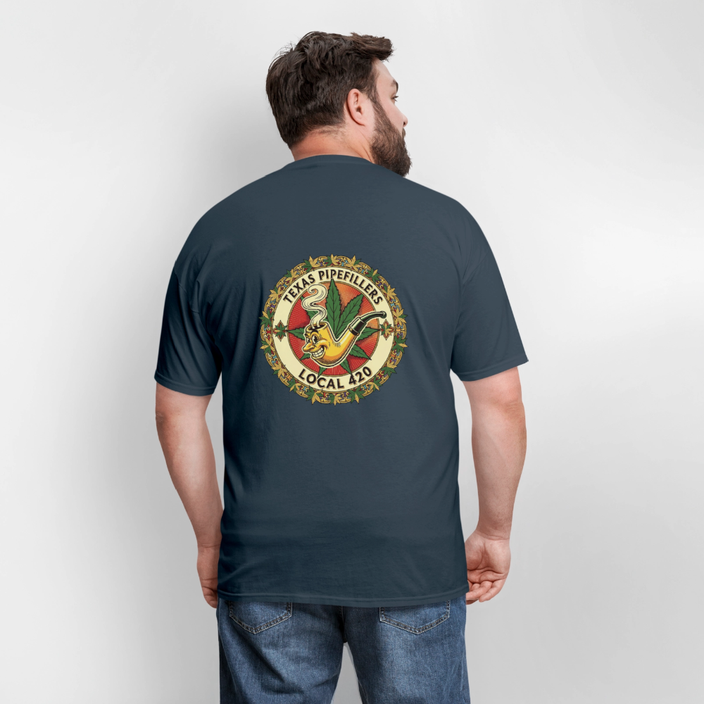 TEXAS PIPEFILLERS LOCAL 420 F/B DESIGN Men's T-Shirt -  blue dusk