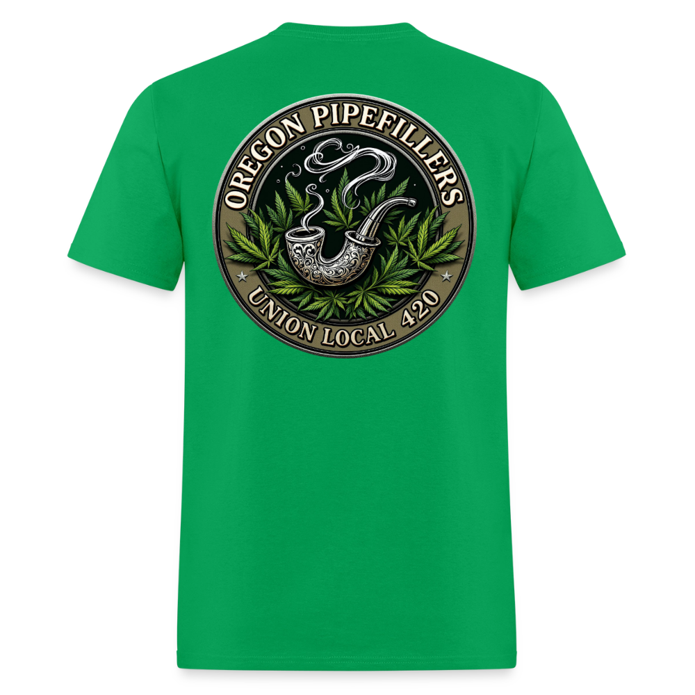 OREGON PIPEFILLERS LOCAL 420 2 EMBLEM Men's T-Shirt - bright green