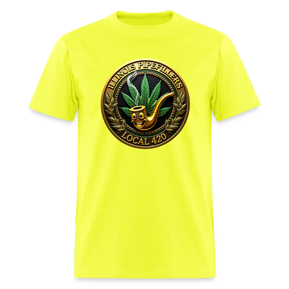 ILLINOIS PIPEFILLERS LOCAL 420 Men's T-Shirt - safety green
