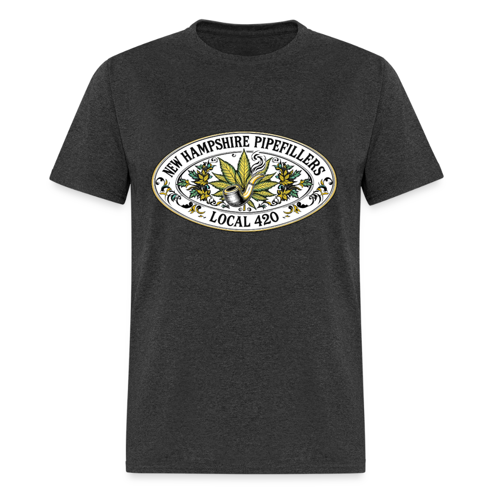 NEW HAMPSHIRE PIPEFILLERS LOCAL 420 2 EMBLEM Men's T-Shirt - heather black