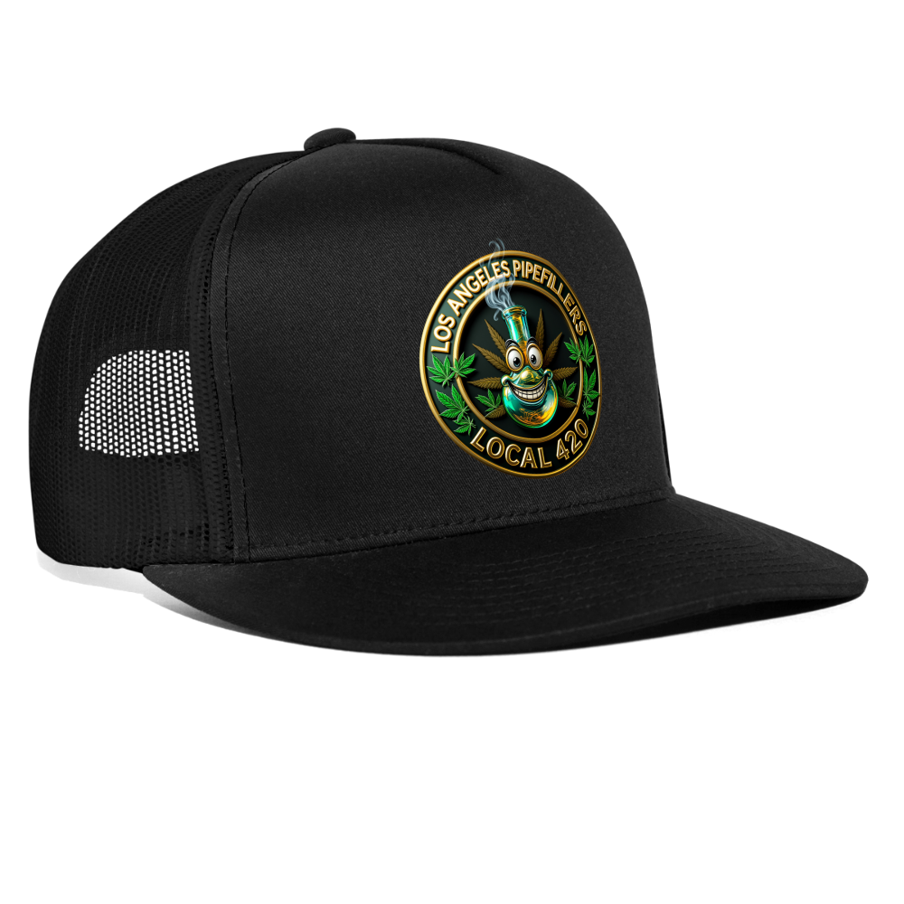 LOS ANGLES PIPEFILLERS LOCAL 420 Trucker Hat - black/black