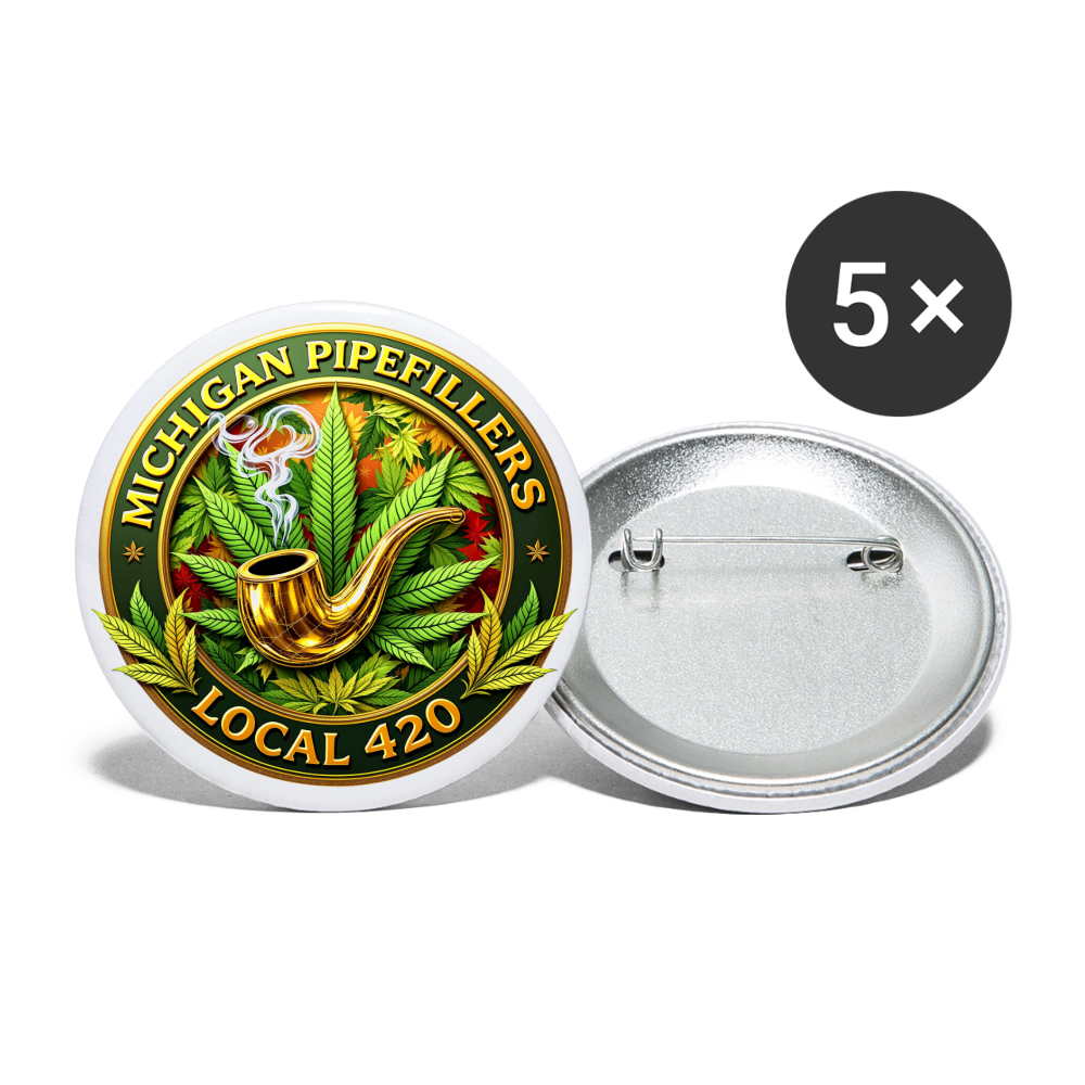 MICHIGAN PIPEFILLERS LOCAL 420 Union Buttons small 1'' (5-pack) - white