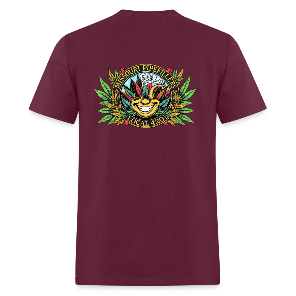 MISSOURI PIPEFILLERS LOCAL 420  F/B DESIGNS  Men's T-Shirt - burgundy