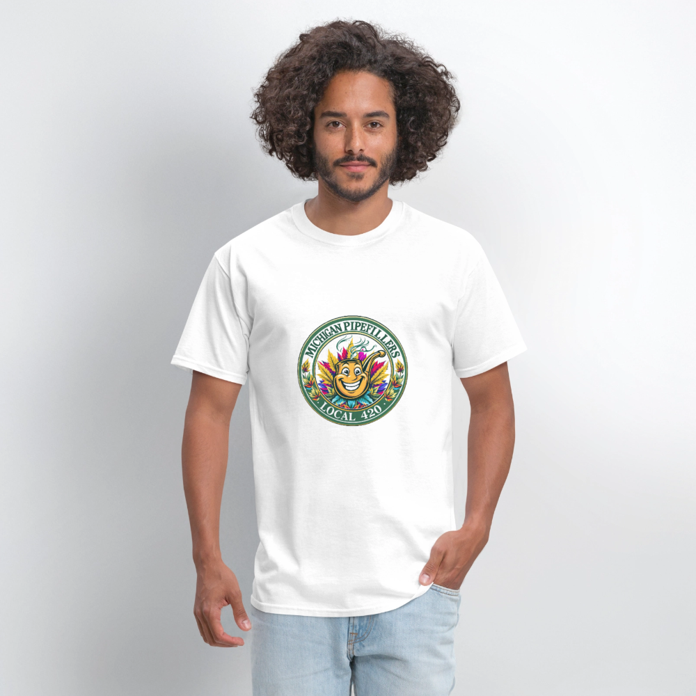 MICHIGAN PIPEFILLERS LOCAL 420 Men's T-Shirt - white