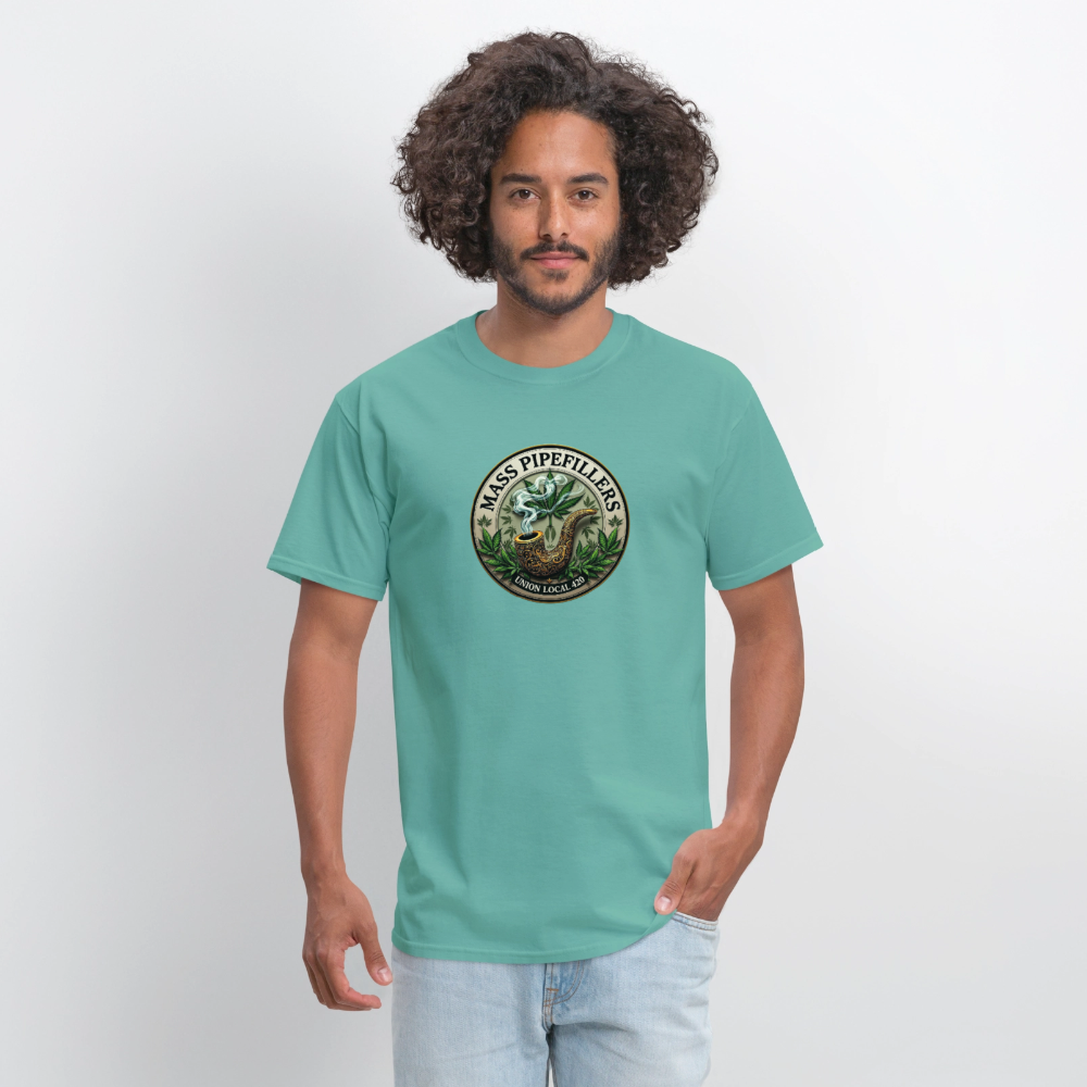 MASS PIPEFILLERS LOCAL 420 2 EMBLEM Men's T-Shirt - aquatic
