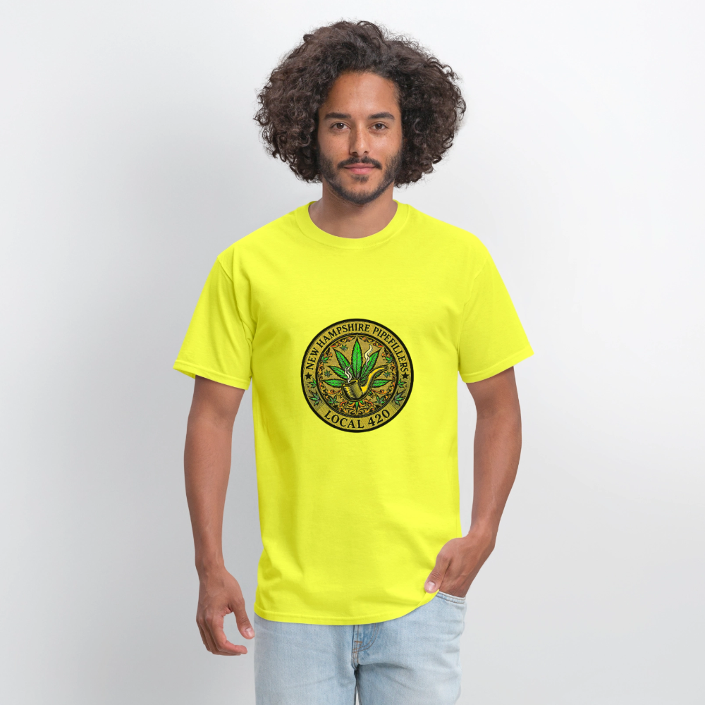 NEW HAMSHIRE PIPEFILLERS LOCAL 420 Men's T-Shirt - safety green
