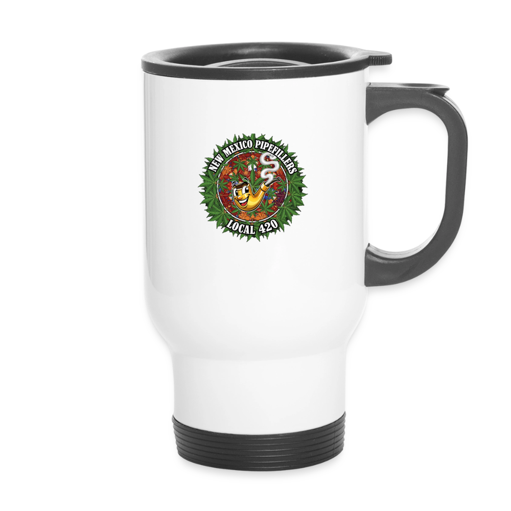 NEW MEXICO PIPEFILLERS LOCAL 420 14oz Stainless Steel Travel Mug - white