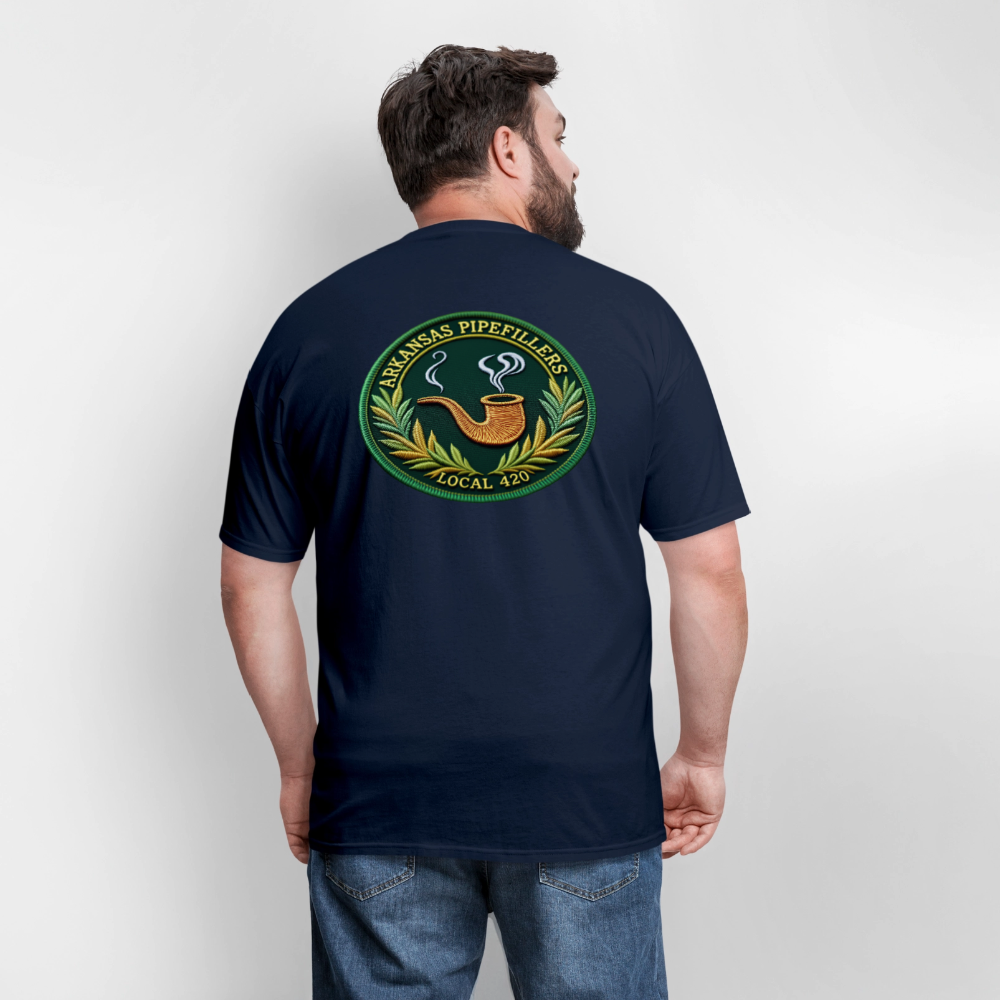 ARKANSAS PIPEFILLERS LOCAL 420 F/B EMBLEMS  Men's T-Shirt - navy