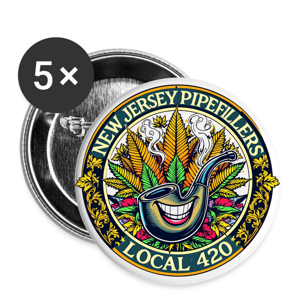 NEW JERSEY PIPEFILLERS LOCAL 420  Union Buttons small 1'' (5-pack) - white