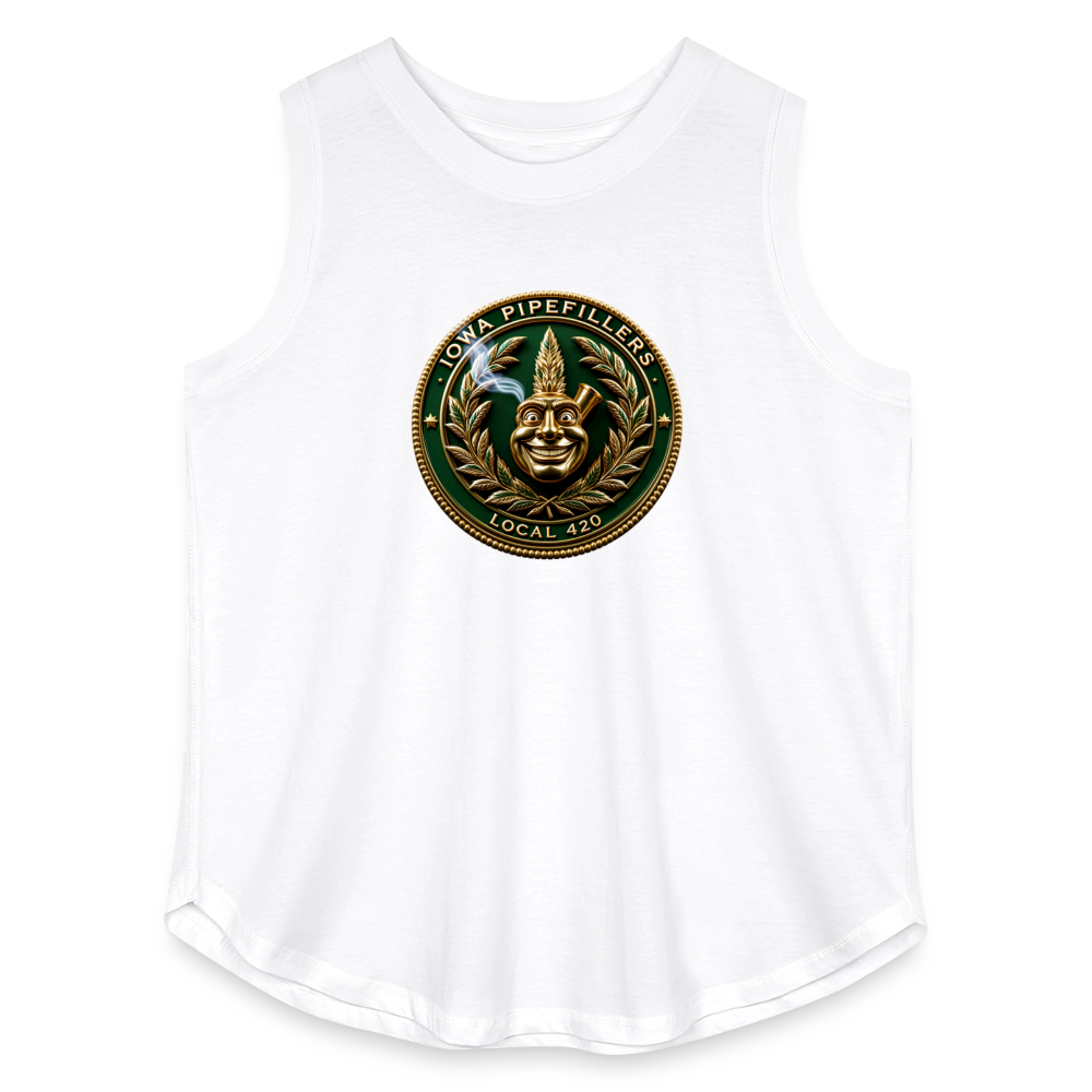 IOWA PIPEFILLERS LOCAL 420 Women's Curvy Relaxed Tank Top - white