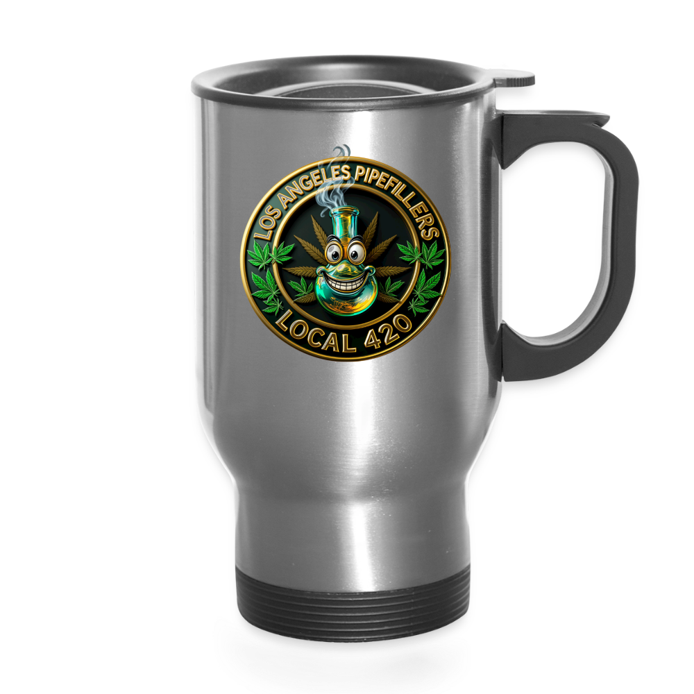 LOS ANGLES PIPEFILLERS LOCAL 420 Stainless Steel 14oz Travel Mug - silver