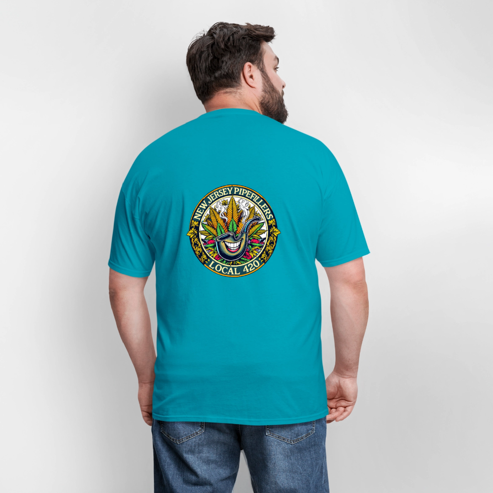 NEW JERSEY PIPEFILLERS LOCAL 420 F/B DESIGN Men's T-Shirt - turquoise