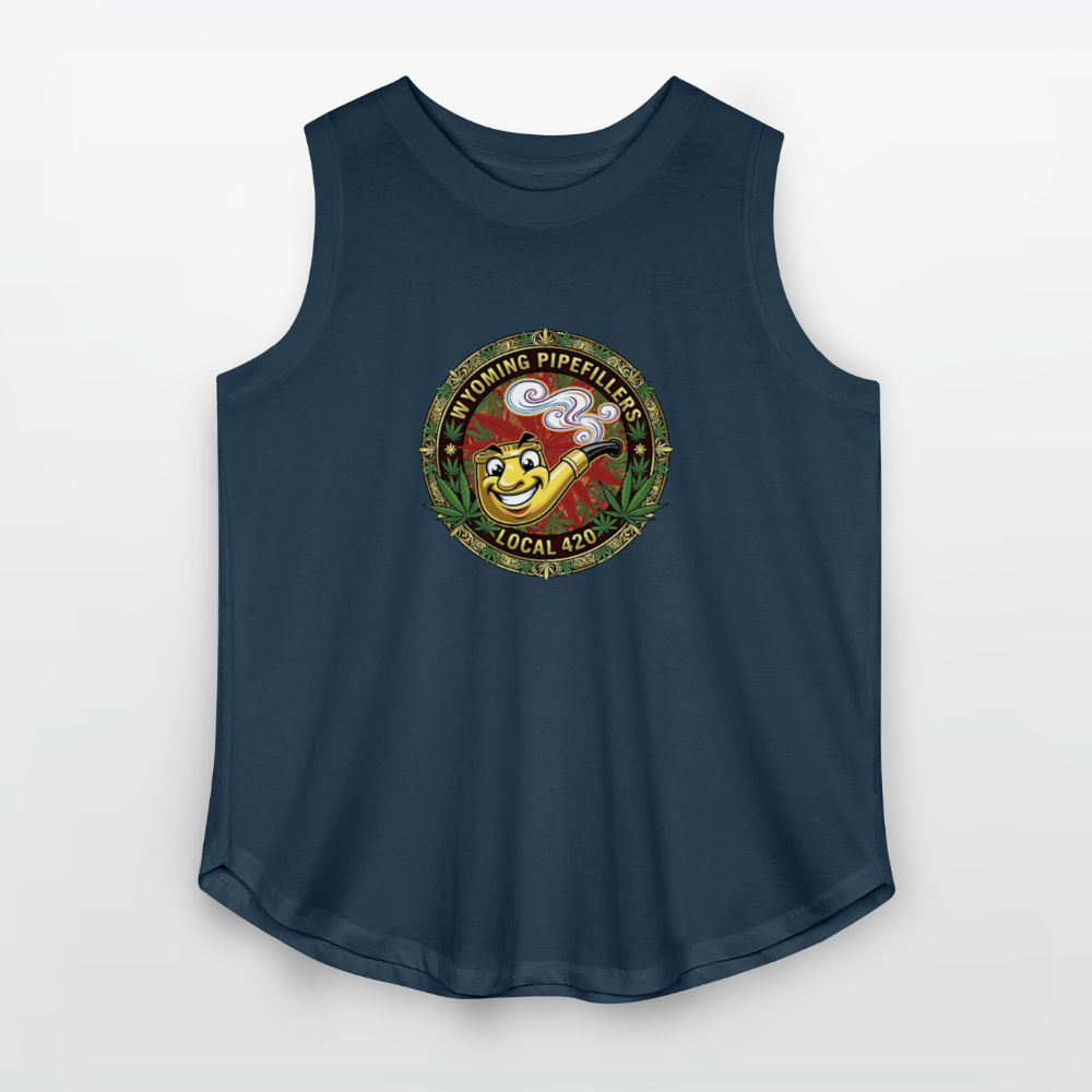 WYOMING PIPEFILLERS LOCAL 420 Women's Curvy Relaxed Tank Top - denim