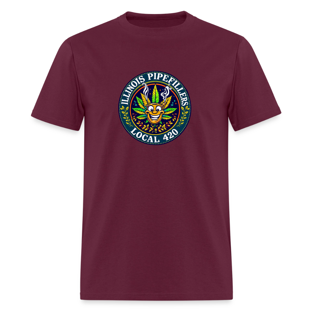 ILLINOIS PIPEFILLERS LOCAL 420 F/B DESIGN Men's T-Shirt - burgundy