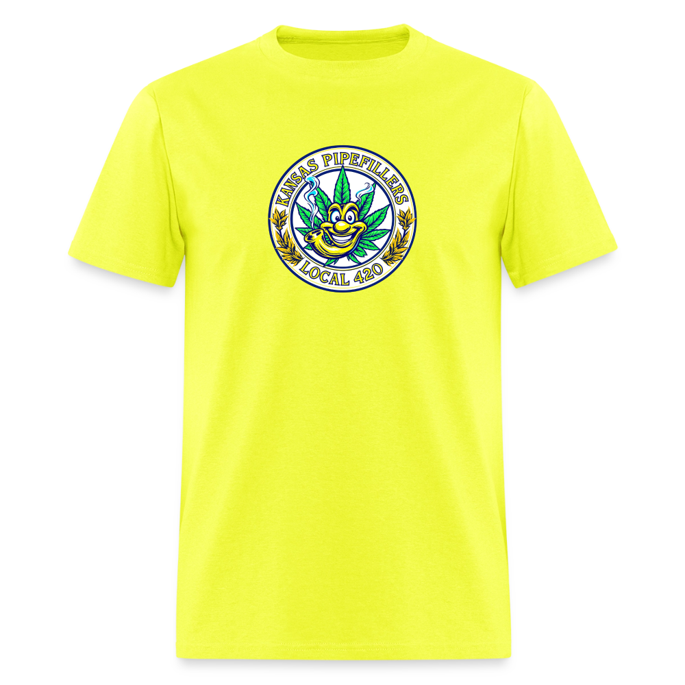 KANSAS PIPEFILLERS LOCAL 420 Men's T-Shirt - safety green