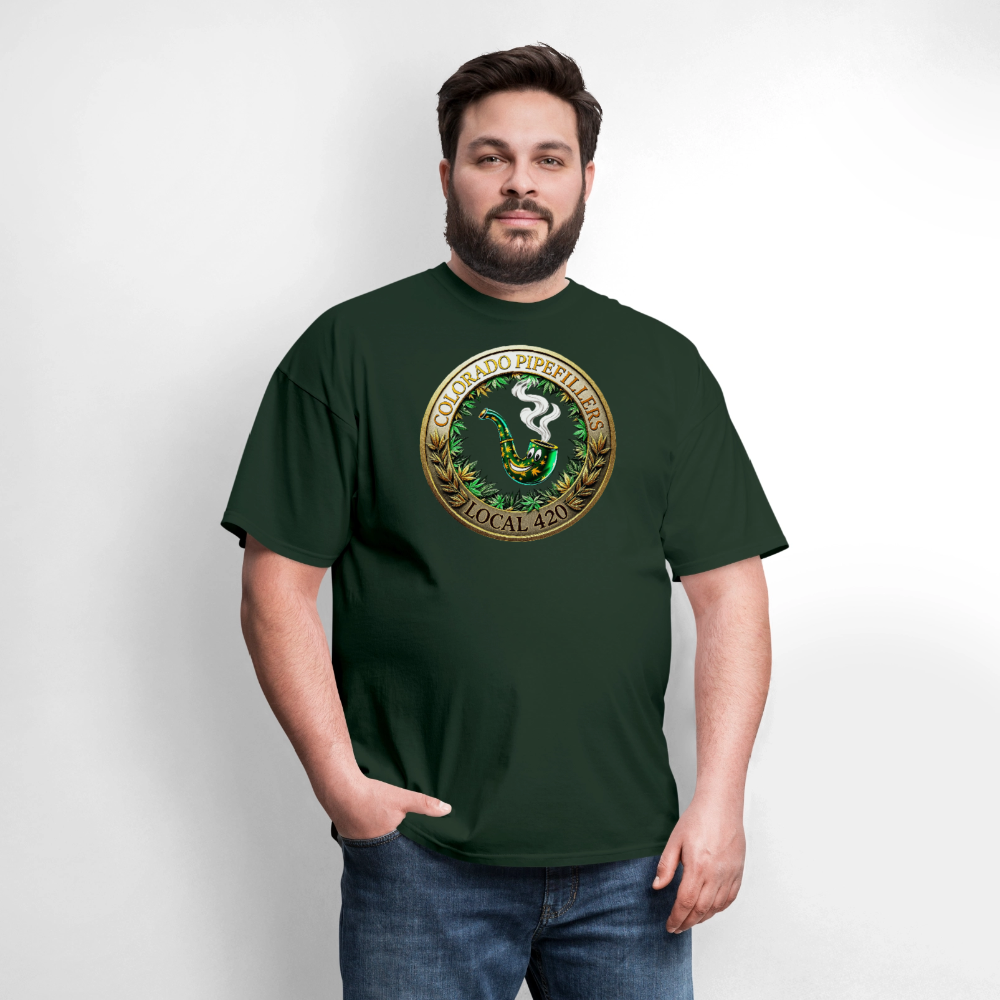 COLORADO PIPEFILLERS LOCAL 420 F/B EMBLEMS Men's T-Shirt - forest green