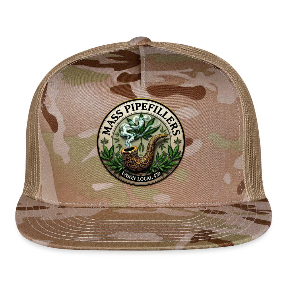 MASS PIPEFILLERS LOCAL 420 CAMO Trucker Hat - MultiCam\tan