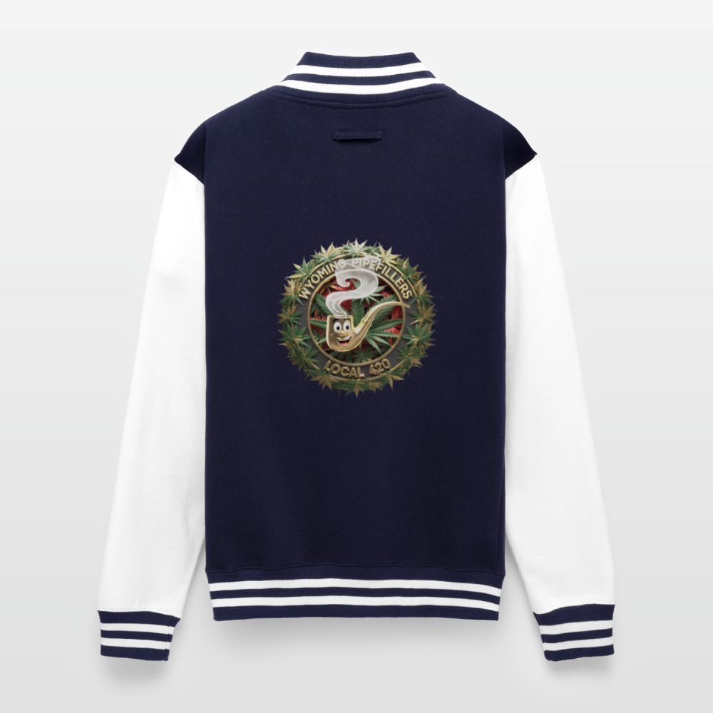 WYOMING PIPEFILLERS LOCAL 420 / 4 EMBLEM Unisex College Sweat Jacket - navy/white